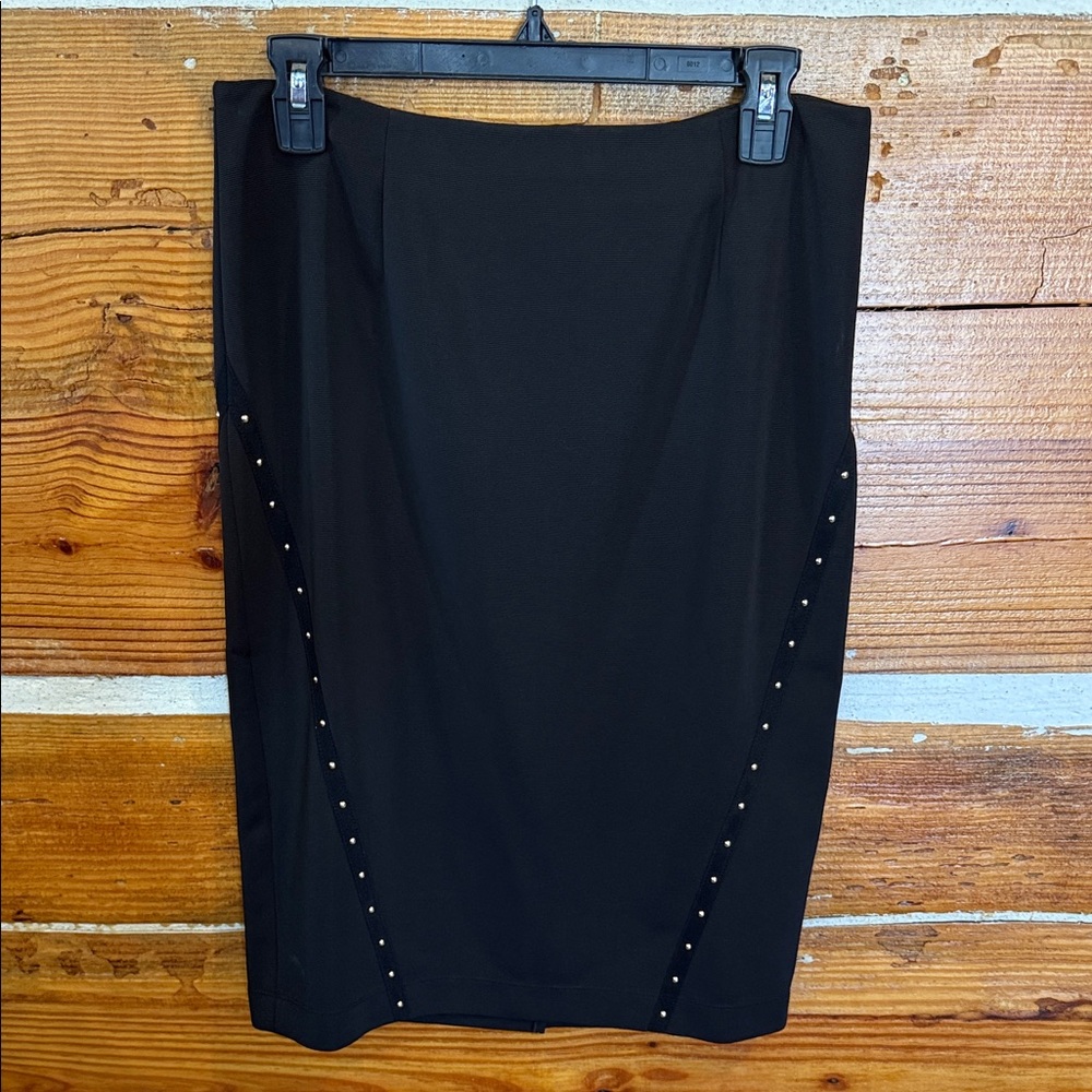 Chico's Black Pencil Skirt with Side Stud Trim